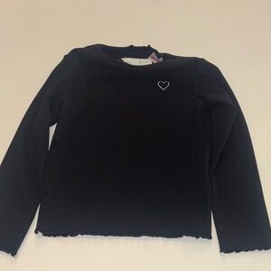 Zara Kids Black Long Sleeve Tee with Heart Detail